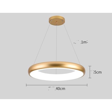 Suspension Luminaire LED Anneau circulaire, Éclairage Suspendu Intérieur Dore D40cm Lumière chaude (1/3)