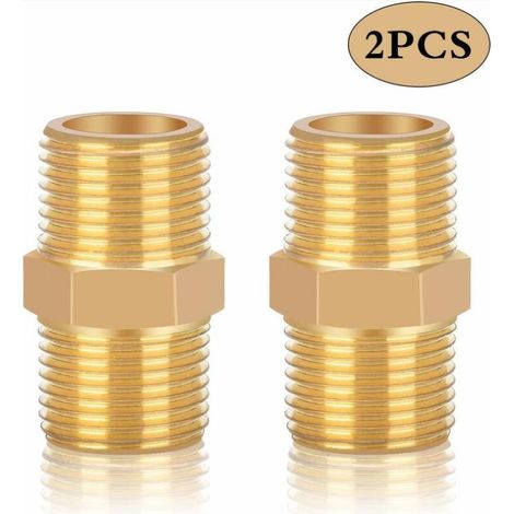 Raccords de plomberie hexagonaux mâle à mâle en laiton de 3/8 pouces, adaptés à la plomberie, au chauffage central, à l'alimentation en eau chaude et froide (1/4)