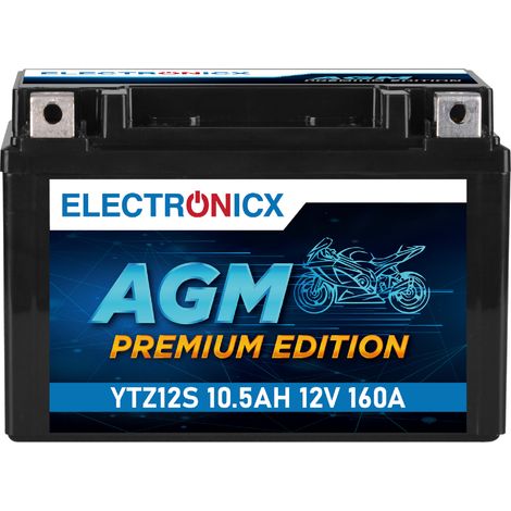 Electronicx AGM Motorradbatterie 12V 11Ah - Ersatz für YTZ12-S, CTZ14-S, ETZ14-S, YTZ14-4 - Hohe Startleistung & wartungsfrei - Premium Batterie 12V (1/5)
