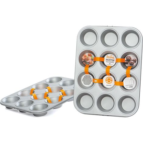 Moule à muffins en métal Decora 12 cavités, plateau de cuisson de qualité supérieure (1/4)