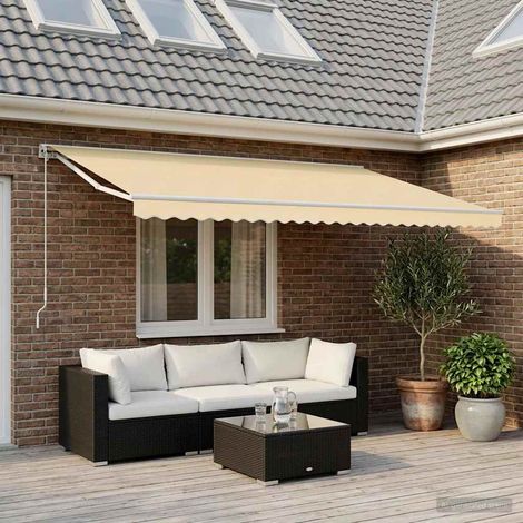 Tissu de remplacement pour auvent - pour Jardin Terrasse Extérieur Patio Crème 6x3,5 m BV431945 - BonneVie (1/5)