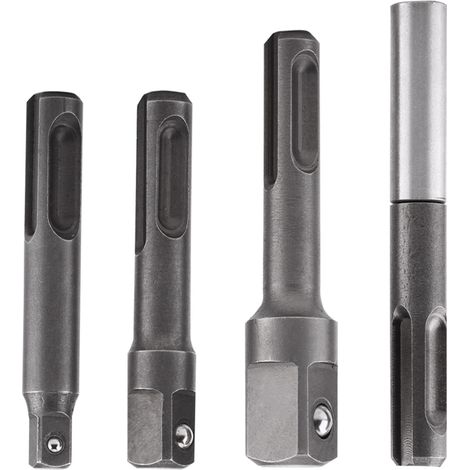 Adaptateur SDS Plus vers Douille Hexagonale 1/4" et Connecteur d'Extension pour Mèches Carrées 1/4" 3/8" 1/2"