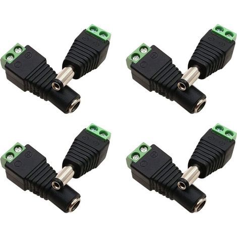 Lot de 4 5.5 mm 2.1 mm DC Connecteur d'alimentation Mâle et Femelle de 12 V Adaptateurs Prise, DC Connecteur Mâle/Femelle, pour Caméra de Vidéosurveillance Système de Sécurité Lumière LED (1/4)