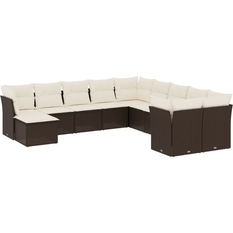 Maison Exclusive - Set de sofás de jardín 11 pzas cojines ratán s (1/5)