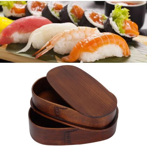 2-lagige japanische Bento-Box, Lebensmittelbehälter aus Holz für Kinder und Erwachsene, Wandern, Klettern, Büro, Schule FLITI