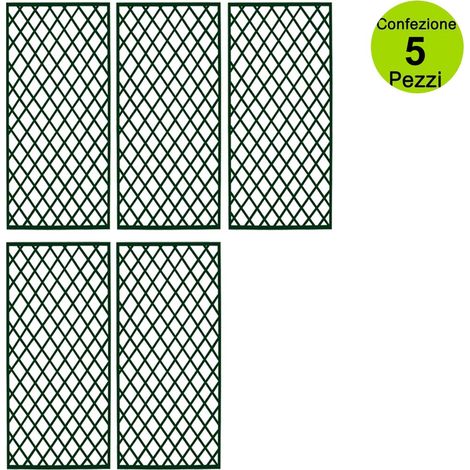 Multipack 5 pz tralicci fissi con cornice in legno duro colore verde 0,60 x h 1,80 metri