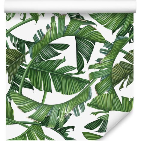 Precioso papel pintado de hojas exóticas para salón y dormitorio, 50x1000 cm. (1/5)