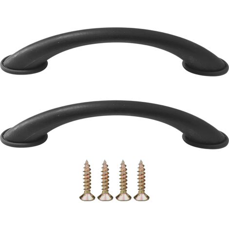 2x Poignée de meuble entraxe 96mm plastique placard porte cuisine armoire tiroir buffet maison, noir (1/5)