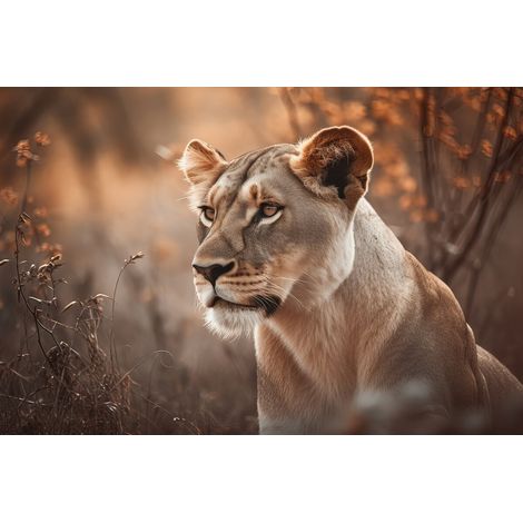Tableau sur toile photo de lionne 30x45 cm - Impression sur Toile Murale Décorative - Image imprimée en HD sur Toile - Toile sur Châssis en Bois FSC - Fabriqué en France (1/5)