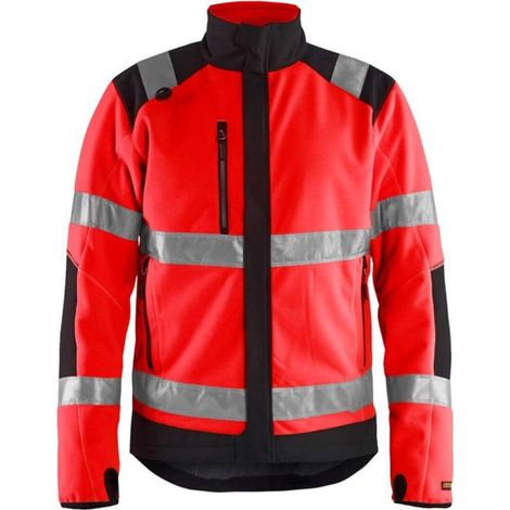 Giacca da lavoro in pile antivento ad alta visibilità 4888 - Rosso fluorescente/Nero XL (1/4)