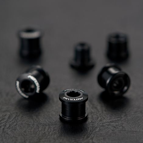 Plateau individuel noir, lot de 5 Vis de plateau de vélo anodisées colorées 4,9/6,4 mm, vis de plateau simple/double en alliage d'aluminium 7075. (1/5)