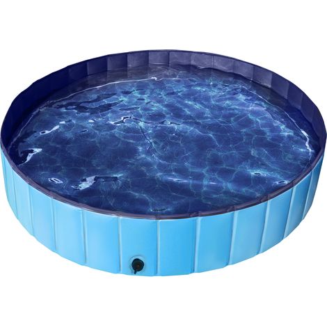 Yaheetech Piscina per Cani Vasca da Bagno Pieghevole Antiscivolo per Animali Cani Gatti Coniglio in PVC da Esterno Interno Blu XXXL 180 x 30 cm