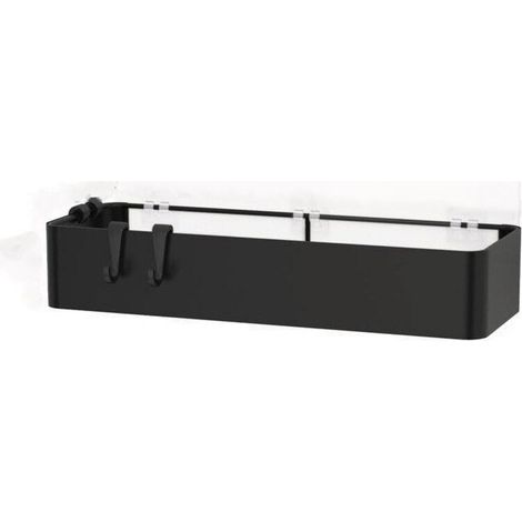 Set bestehend aus 1 Duschablage aus Metall (ohne Bohren) mit 4 Haken, 30 cm selbstklebender Duschkorb für Shampoo, rostfrei (1/4)