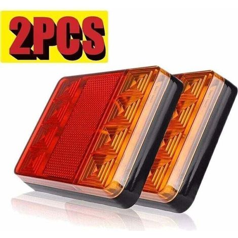 Lot de 2 feux arrière LED 12V – Imperméables avec indice IP65 – Feu stop, clignotant et marche arrière – 20 LEDs haute intensité (1/4)