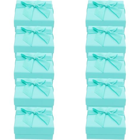 10er-Pack Schmuckkästchen aus perlmuttfarbenem Papier mit Deckel und Schleife, für Ringe und Anhänger, Geschenkverpackung, für den persönlichen Gebrauch (1/5)