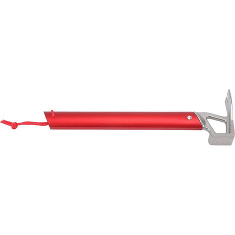 Marteau de camping en acier inoxydable avec tête en corne de bœuf et manche en aluminium, grande résistance, idéal pour planter les piquets de tente en camping et en plein air (rouge). (1/5)