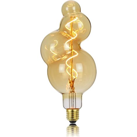 Ampoule filament LED BB100 4W Dimmable 2200K E27, Ampoule Globe Style Spirale Vintage décorative en verre ambré - Digilamp (1/3)