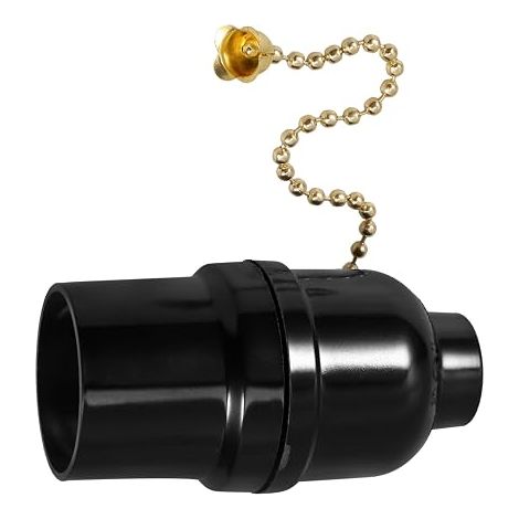 Gatuida Douille avec Interrupteur à Tirette E27 en Plastique Noir, Accessoire Luminaire de Plafond Facile à Remplacer avec Support Ampoule Lampadaire, Design Élégant et Fonction Réglable (1/5)