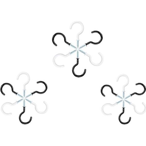 Lot de 18 crochets à vis noirs et blancs 25 x 13 mm - Crochets robustes pour tasses - Vis plastifiées pour suspendre les tasses sous les meubles - Petit porte-gobelet mural (1/5)