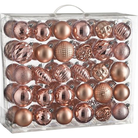 House of Seasons Ensemble de boules de Noël Rose H7xl7xL7cm (1/3)