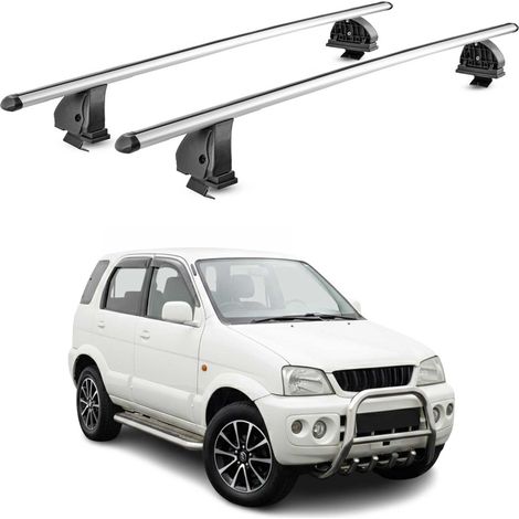 OMAC Barres de toit transversales en aluminium pour Daihatsu Terios I 1997-2005 – TÜV / DIN 75302:2019 – Antivol inclus – Charge max 75 kg – 2 barres – Gris (1/5)