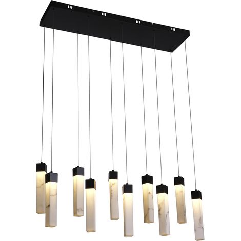 Searchlight Moonbeam Suspension à 10 lampes en métal noir et résine marbrée (1/4)