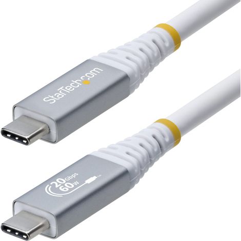 StarTech.com Cavo USB4 da 3m, Cavo USB-C Certificato USB-IF, 20 Gbps, PD60W, DP 1.4 4K120Hz, Resistente Cavetto Tipo-C Doppio Strato Intrecciato in TPE, Bianco