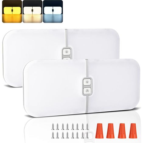 Lámpara de techo LED MERTTURM de 12 V para autocaravana, 1800 LM, superbrillante y fina, para interior de coche, 3 colores de luz y brillo ajustable, ideal para coche, furgoneta, remolque y barco (2 u (1/5)