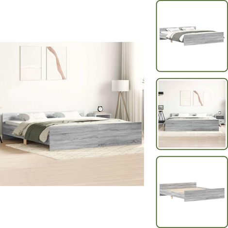 The Living Store Cadre de lit sans matelas sonoma gris 200x200 cm - Cadre De Lit - Lit Deux Personnes - Lit Double - Sommier - Bois D'ingénierie (1/5)