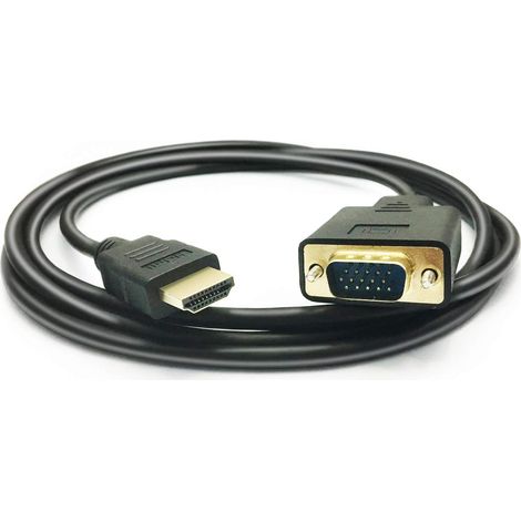 Câble HDMI vers VGA, convertisseur vidéo HDMI mâle vers VGA mâle 1080p, adaptateur VGA compatible avec ordinateurs de bureau, ordinateurs portables, lecteurs DVD vers VGA D-SUB 15 broches, moniteurs H