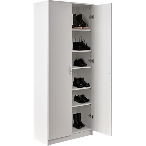 Mobile Armadio Scarpiera Casa 6 Ripiani Porta Scarpe con 2 Ante Multiuso Bianco (1/5)
