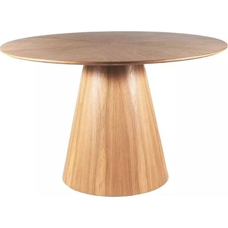 Table de salle à manger ronde 120 cm aspect chêne Lindsay (1/4)