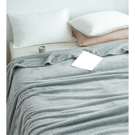 Couverture bébé en polaire jacquard ananas, couleur crème, idéale pour la sieste sur le canapé ou la climatisation, style tendance - Gris clair, 100 x 120 cm - Texture douce et chat (1/5)