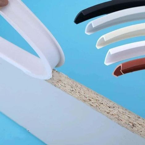 Nastro adesivo flessibile in PTE a forma di U per la protezione dei bordi dei mobili - ideale per la riparazione e il restauro di armadi e mobili (16 mm x 3 m, bianco) (1/4)