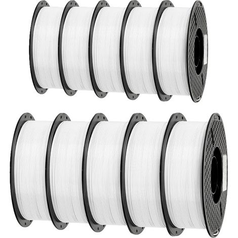 PLA-Filament für 3D-Drucker, 1,75 mm Durchmesser, 1 kg Rolle, 10 kg PETG, weiß (1/2)