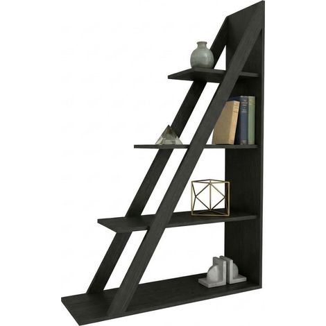 Bücherregal Camaiore, Bibliothek 3 Ebenen, Freie Installation, Vertikale Struktur, 100x30x150h cm Anthrazit Schwarz