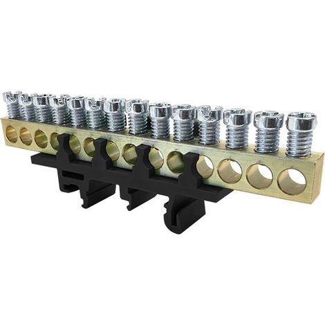 Bornier de phase IP00 noir 14 bornes pour câble de 1,5 à 16mm² - rail DIN - MOREK