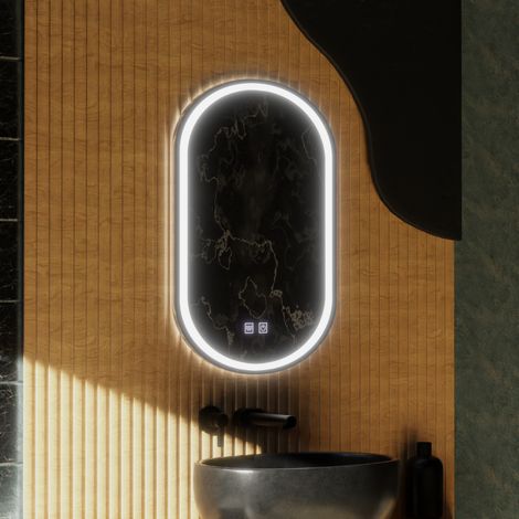 Miroir LED Ovale 45x65cm Velara Touch Systeme Desembuage Gradable (1/5)
