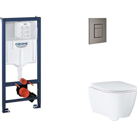 Grohe Rapid SL - Set Vorwandelement, WC mit Softclose-Sitz und Skate Cosmopolitan-Betätigungsplatte, Hard Graphite gebürstet SANI11BB5123 (1/5)