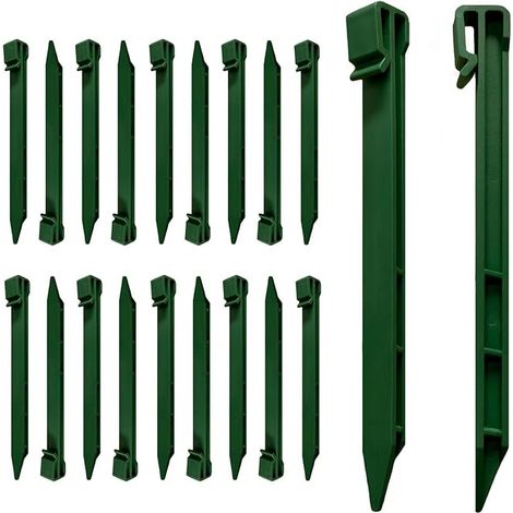 Piquets d'ancrage Plastique - 25 cm - Bordure de pelouse - Plastique - Vert - Convient sols Souples pelouses Jardins (1/5)