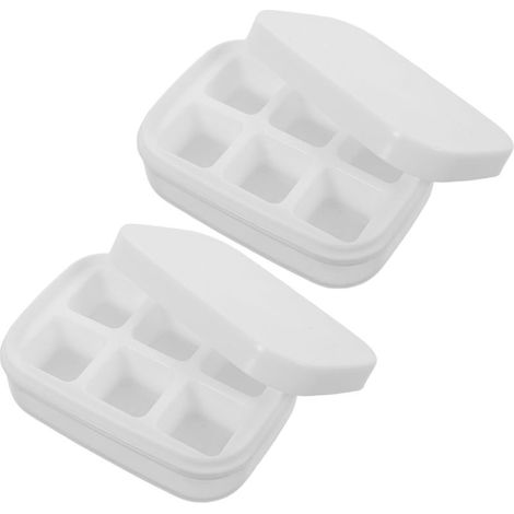 Moule à Glace Pressant 2pcs en Plastique Blanc avec Couvercle, Bac (1/5)