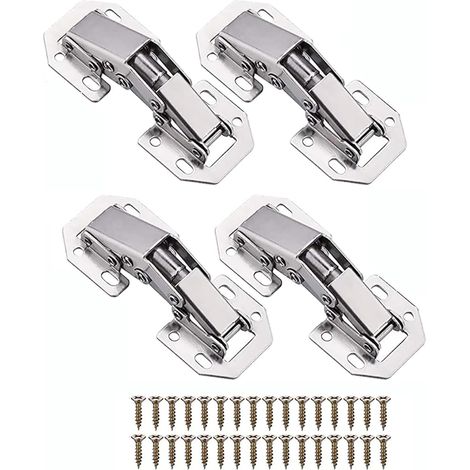 Lot de 4 charnières à visser pour porte d'armoire - 105 x 44 mm - 90 ° - Avec vis - Charnières pour porte d'armoire (1/5)
