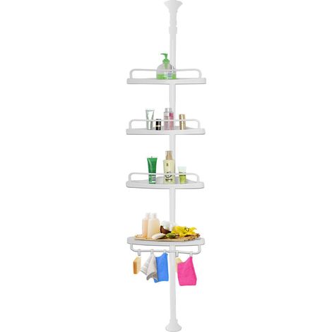 Étagère d'angle télescopique 4 tablettes – Réglable 155 à 290 cm – Métal laqué et polypropylène – Installation sans outils (1/5)