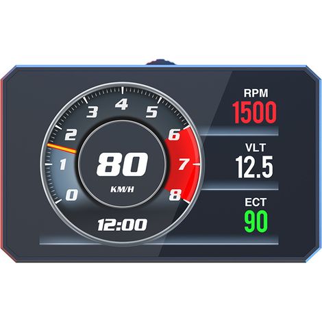 Universelles OBD2 Head-Up-Display (HUD) – HD-Digital-Geschwindigkeitsmonitor mit 3,5/4/5-Zoll-Bildschirm, Multifunktion: Motordrehzahl, Wassertemperatur, Batteriespannung, Kraftstoffverbrauch, Geschwi