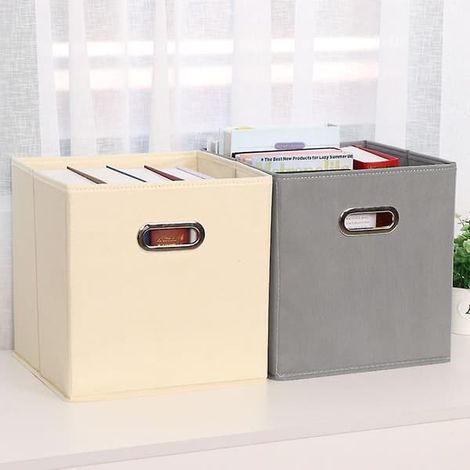 Amazon Basics Set avec 2 Vikbara Tygförvaringskuber avec Ovala Oglor Svart avec Runda Hål Utan Lock