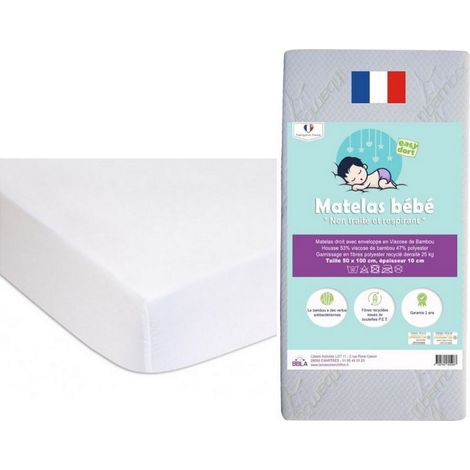 Matelas 50x100 + 2 Alèses Coton Blanc (1/4)