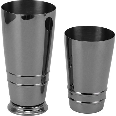 Hochglanzpolierter Cocktailshaker aus Edelstahl 304 mit Sockel, spülmaschinenfester Boston-Shaker, schwarze Beschichtung, ideal für die Hausbar (1/5)