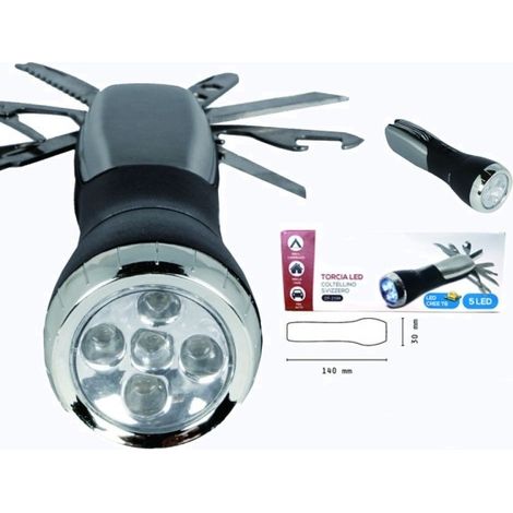 Torche Cree Led T6 5 Led Rechargeable Avec Couteau Suisse Camping Dt-2104 (1/5)