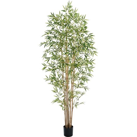 Bambou Artificiel 180 cm,Grande Plante Artificielle Intérieur Extérieur Haute avec 1680 Feuilles Réalistes, 6 Tiges, Fausse Plante Vraissemblable pour Salon, Bureau, Chambre (1/5)