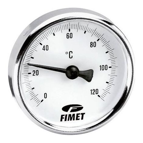 TB-63 Termometro bimetallico DN 63 ad attacco posteriore, stelo 50mm, scala 0-120 °C, attacco G1/2B, con cassa in acciaio zincato ed anello cromato PT305070 (1/2)